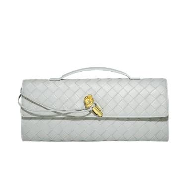 Imagem de Honikoo Bolsas de mão femininas modernas de tecido para noite bolsas de couro PU com alça de ombro removível, Cinza, 12.2*5.1*1.2 inches