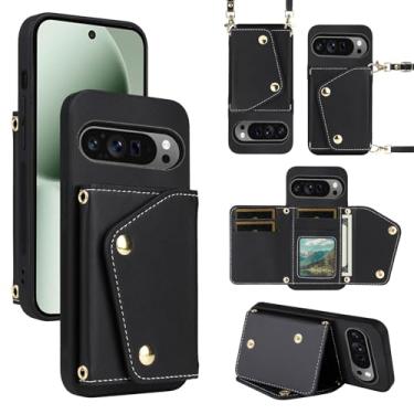 Imagem de Dibosom Capa carteira de luxo para Google Pixel 10 Pro XL com 5 compartimentos para cartões, fina e fina e alça de ombro, suporte para cartão de crédito de couro PU para Pixel10 10Pro LX, mulheres e