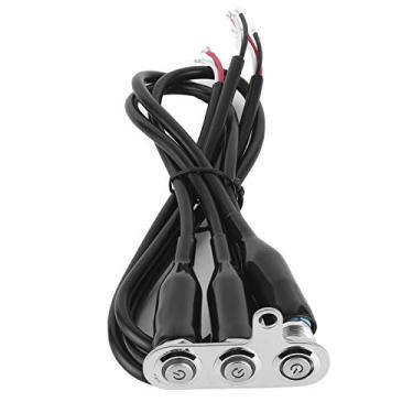 Imagem de Tbest Interruptor de guidão de motocicleta de aço inoxidável 12V Botão de controle de LED para modificação de bicicleta retrô luz neblina durável 50 cm comprimento do fio (3 * interruptores)