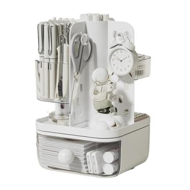 Imagem de Organizador de mesa | Recipiente de armazenamento de grande capacidade | Suporte de lápis versátil para organização de mesa para marcadores, tesouras, pincéis, batons