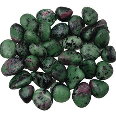 Imagem de RRBXXUYN Cheio de textura 100 g granel natural vermelho verde zoisita pedras preciosas cristal quartzo pedras preciosas polidas amostra decoração de casa