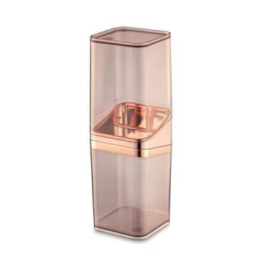 Imagem de Porta Escova de Dentes Luxo com Tampa Slim Branco Fume ou Rose - porta escova de dente Design Moderno para Banheiro(Rose)