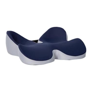 Imagem de Zialofi Almofada de assento de espuma viscoelástica com design curvo, multiuso para cadeira de escritório, carro, caminhão, suporte para cóccix confortável, Marinha
