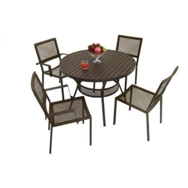 Imagem de Mesa de cozinha com 2 cadeiras sem braços e 2 com braços, alumínio com