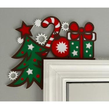 Imagem de Enfeite Natalino Decorativo, Árvore, Presentes e Bengala Natalina para Porta e Parede(DIREITO)