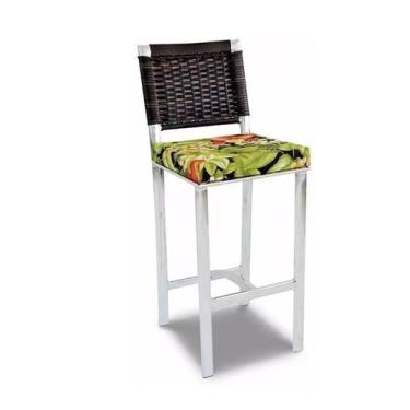 Imagem de Banqueta Alta Fibra Aluminio C/ Almofada Cozinha Bar Bancada - Sarah M