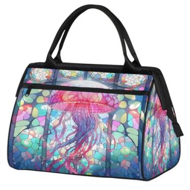 Imagem de Bolsa pequena para o fim de semana, feminina, masculina, floral, borboleta, retrô, colorida, dobrável, bolsa esportiva leve para academia, Cor: 10, 15.2*8.3*11.6 inch, Moderno