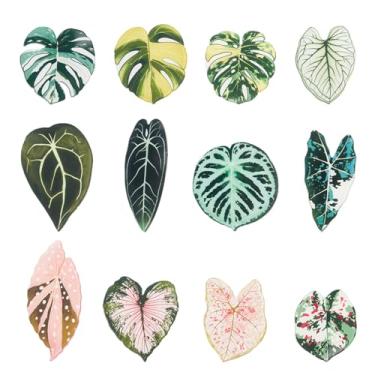 Imagem de NICENEEDED 12 peças de ímãs de geladeira em forma de folha, mini ímãs de geladeira de folhas tropicais, ímã acrílico Monstera para casa, sala de estar, cozinha, quarto