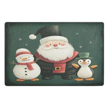 Imagem de SEHANY Tapete de porta de inverno Papai Noel Natal para todos os climas, impermeável, secagem rápida, bem-vindo, tapete de entrada antiderrapante, tapete decorativo de poliéster para entrada, varanda
