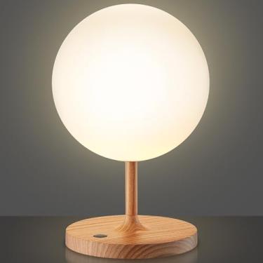 Imagem de Lâmpada sem fio, lâmpada de mesa recarregável operada por bateria de 5000 mAh com carregador portátil, regulável ao toque, 3 temperaturas de cor, lâmpada de chuveiro IP44 à prova d'água para cozinha