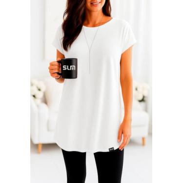 Imagem de Vestido Camisetão Slim Fitness Feminino Casual Verão, Branco, G