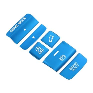 Imagem de TOMALL 6 peças de freio de mão eletrônico de alumínio compatível com Honda CR-V 2023 Capa de botão de interruptor de modo de acionamento, acabamento de moldura de estacionamento, console central de