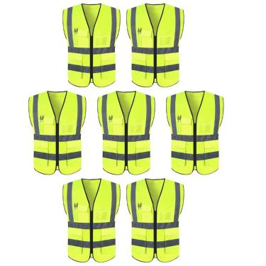 Imagem de Colete Refletivo Sinalizador Kit 7 Unidades Epi Segurança Proteçao Blusao Fluorescente Obra