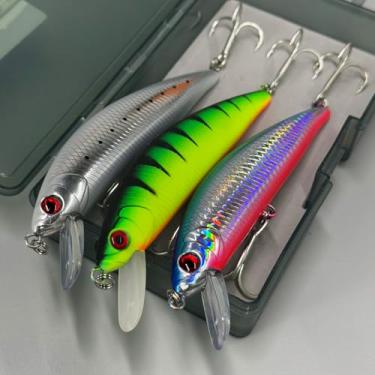 Imagem de Isca de pesca de atum pesado, 3 peças, iscas artificiais rígidas para afundar água salgada robalo wobbler iscas de peixe pescaria ganchos agudos fortes wobbler jerkbait AH1340 (AH1340A-5,1 pol. 39,7 g