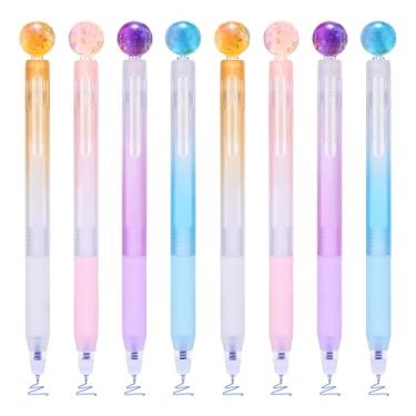 Imagem de BAYTORY 8 peças lindas canetas de gel apagáveis retráteis, caneta apagável de tinta azul de ponta fina de 0,5 mm, faz com que os erros desapareçam, escrita suave para planejador e palavras cruzadas