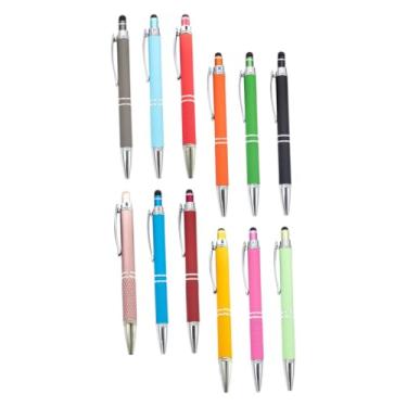 Imagem de FIXOSHEE 12 canetas esferográficas retráteis com ponta Stylus de uso duplo, design ergonômico de metal para escrita confortável para escritório, escola e anotações