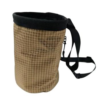 Imagem de oshhni Bolsa para magnésio para escalada, bolsa para transportar magnésio, equipamento prático de escalada, de armazenamento leve para pole dance, Marrom