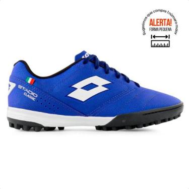 Imagem de Chuteira Society Lotto Stadio Classic B700 Masculina, 41, Azul, Branco