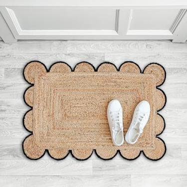 Imagem de Weaving Village Tapete de área de juta natural recortado, acabamento colorido