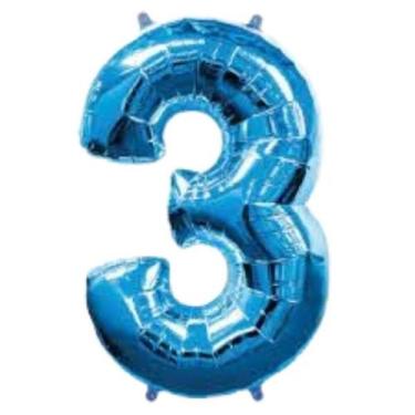 Imagem de Balao metalizado 75cm azul numero 3 - Warna