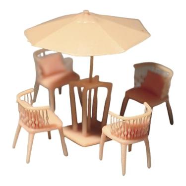 Imagem de simhoa Conjunto de mesa e cadeiras em miniatura, escala 1/64. Conjunto de mesa e cadeiras de escritório criativo, moderno, modelo de mobília em, Style D