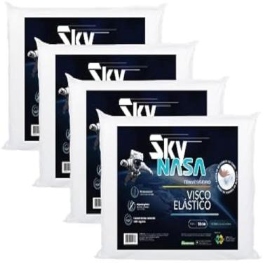 Imagem de Travesseiros confortaveis ​​de espuma com memoria, suporte pescoco, macio,azul claro