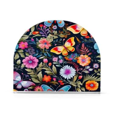 Imagem de Wassud Porta-guardanapos acrílico borboletas flores, dispensador de guardanapo de papel moderno em forma de U para mesa, cozinha, sala de jantar, bancada 1 peça (comporta 50-60 guardanapos)