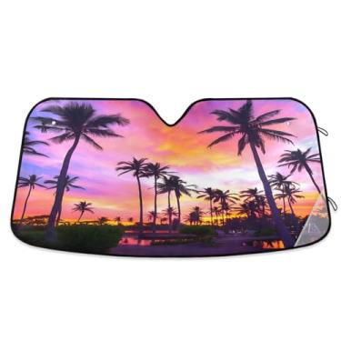 Imagem de Qilmy Para-brisa de carro, lindo cenário de praia, protetor de viseira dobrável mantém a frescura bloqueia raios UV e acessórios para proteger carros, SUVs, caminhões-(P) 642
