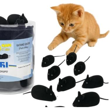 Imagem de Brinquedo Sonoro para Gatos, Ratinho Sonoro,Ratos e Animais de Brinquedos para Gatos, Brinquedos Interativos para Gatos 50 Unidades