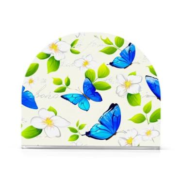 Imagem de xigua Porta-guardanapos de acrílico borboleta azul, porta-guardanapos para mesas cozinha restaurante decoração de casa, suporte decorativo moderno para papel de jantar guardanapos de coquetel 185