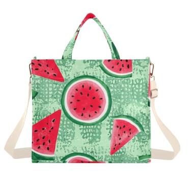 Imagem de Burbuja Sacola feminina Watermelon Slices, bolsa de veludo cotelê, bolsa tiracolo para compras, trabalho, viagens, C385, Medium