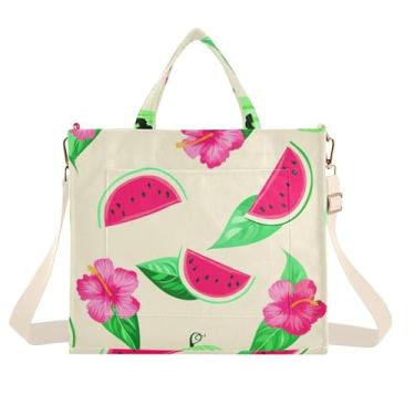 Imagem de Burbuja Sacola feminina de abóbora, melancia pastel, bolsa tiracolo de veludo cotelê, para compras, trabalho, viagens, Abóbora melancia pastel, Small