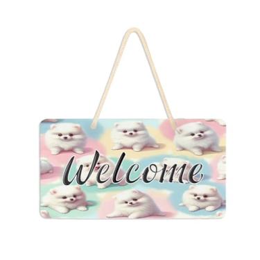 Imagem de Burbuja Placa de boas-vindas de cachorrinho para porta da frente, placa de boas-vindas de PVC para decoração de festas de fazenda, 15 x 28 cm