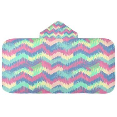 Imagem de CEBUGI Toalha de banho com capuz Colors Lines para crianças toalha de banho macia absorvente com capuz 127 x 59,7 cm toalha de banho de praia para meninos e meninas