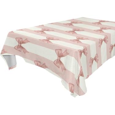 Imagem de Burbuja Toalha de mesa com laço, toalha de mesa quadrada anti-rugas grossa para decoração de jantar, cozinha, festa, 137 x 137 cm