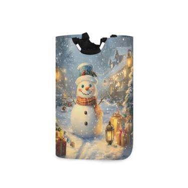 Imagem de CEBUGI Cesto de lavanderia, boneco de neve, árvore de Natal, cesto de roupa suja dobrável para roupas, quarto, banheiro, dormitório