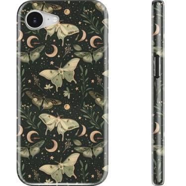 Imagem de LUMARKE Capa fofa para iPhone 16e - Compatível com carregamento sem fio - Silicone macio de camada dupla + capa rígida - Design floral moderno - Capa de telefone brilhante para mulheres - Butterlfy