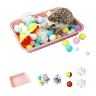 Imagem de NZELSW Bandeja de caixa de escavação de ouriço, brinquedo divertido de forragem e escavação, inclui bolas de cores ricas, acessórios de ouriços para hamsters, furões e outros animais pequenos (rosa)