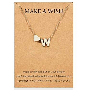 Imagem de Colares com inicial para mulheres, presentes para meninas adolescentes, coisas modernas, banhado a ouro 14 K, colar com inicial de coração, letra delicada, presente de Natal para meninas, Metal, outro