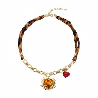 Imagem de NOVYRA Colar gargantilha feminina com pingente de coração para dia dos namorados, cachecol vermelho, pingente de coração, acessórios de joias para festas de fim de ano, acessórios para mulheres