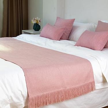Imagem de JONKMY Cachecóis de cama modernos colchas de borla de alta qualidade para o pé da cama toalha de cama proteção para o pé da cama queen king size decoração de hotel doméstico - rosa ||45 * 45 cm fronha
