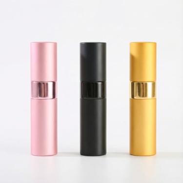Imagem de Frasco atomizador de perfume spray de 8 ml para viagem, dispensador de colônia recarregável, preto + ouro + rosa, pacote com 3