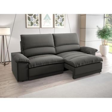 Imagem de Sofá Retrátil e Reclinável com Molas Bonnel - Velosuede Confortável e Elegante para Sala de Estar e Quarto (Chumbo)