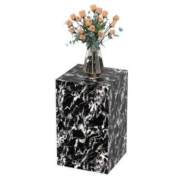 Imagem de Mesa lateral de mármore moderna, mesa de canto quadrada pequena de 50 cm para sala de estar, quarto, salão de exposições, adequada para exibir vasos, estátuas, luminárias de mesa, etc. (MAXCAP: 40,8