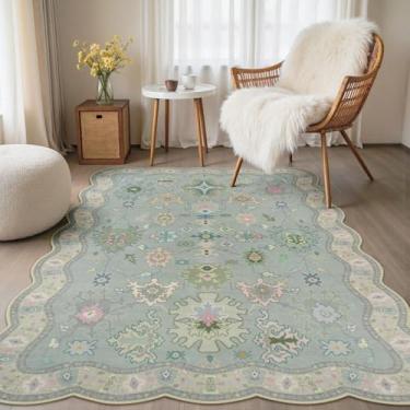 Imagem de LORWER Tapetes de entrada laváveis 7,5 x 12,7 cm - Boho Vintage Floral Pastel Creme, lavável de pelo baixo antiderrapante, tapete de área azul para tapete de porta, entrada interna, cozinha, quarto ao