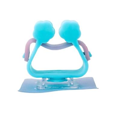 Imagem de Suporte de Parede Adesivo para Vassoura e Rodo, Plástico ABS Azul, Resistente, Capacidade 3kg, Dimensões 2,5x5,5x5cm