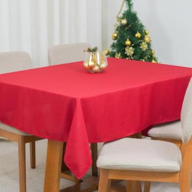 Imagem de Toalha de Mesa 8 Lugares Classic 2,50x1,45m Tecido Oxford Maquinetado com Bainha Natal, Vermelha