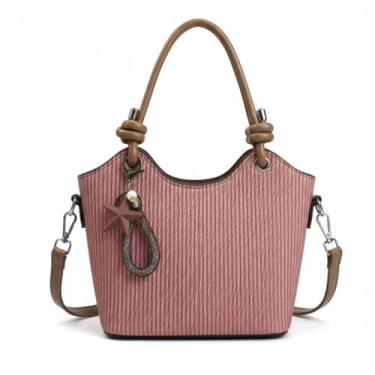 Imagem de Bolsa Feminina Transversal Couro Sintético 2 Alças Moderna Social Luxuosa ALWY (Rosa)