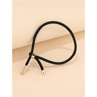 Imagem de Pulseira de cordão ajustável com detalhes dourados minimalista, corda da amizade, rosa/vermelho/preto/vinho, One Size, Poliéster Metal, Sem Pedra Preciosa