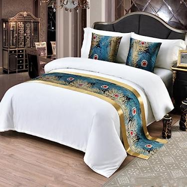 Imagem de Cama, corredor, cama, cachecol, colchas, sólido, hotel, cama, corredores, cachecóis para cama king size, decoração de quarto, azul-3 | 50 x 210 cm (cama de 1,5 m)